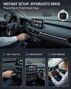 3 in 1 Wireless Carplay Adapter, Car Screen Mirroring Converter, 2026 Upgrade Mirror iOS Phone for iPhone/Airplay/Apple/Android, Bluetooth Auto Link, Wired to Wireless, Plug & Play (for iPhone)