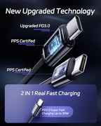 DreamBee Retractable Car Charger,66W Super Fast USB Car Phone Charger,Dual TypeC Retractable Cables Gifts for Men Women Car Truck Accessories for Samsung Galaxy S23+/S23,iPhone 17/16/15/ Pro Max, iPad