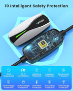Portable Level 1/2 EV Charger for Tesla, 12A/16A, Electrical Car Mobile Charger 25FT Extension Cable with 240V NEMA 6-20 Plug, 120V NEMA 5-15 Adapter, NACS Home Wall Connector for Tesla Model-Y/3/S/X