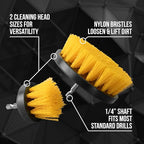 VIKING Drill Powered Carpet Cleaning Brushes for Car, Interior Cleaning Brush, Black and Yellow, 2 Pack