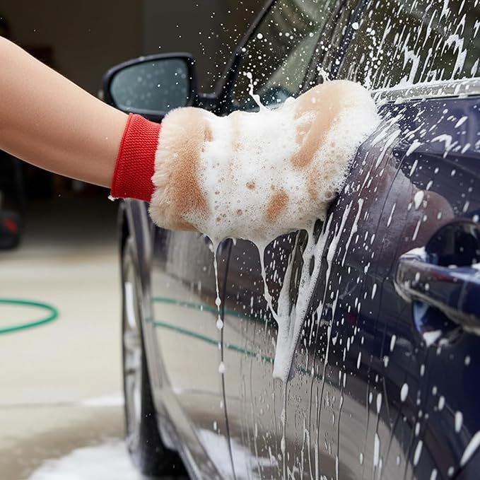 Gracefur Ultra-Soft Car Wash Mitt Lambswool Wash Mitt with Thumb, Scratch-Free Sheepskin Wash Mitt Extra Large Cleaning Gloves for Cars, Trucks, SUVs, Motorcycles Detailing