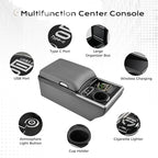 Coverado Center Console, Universal Bench Seat Center Console with Wireless Charging & Cup Holder & 7 Light Modes, Truck Back Seat Car Organizer, Rear Central Car Armrest Box with Storage, Gray