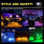 Nilight RGB LED Rock Lights Kit 10 Pods Underglow Multicolor Neon Pod with Remote & Bluetooth App Control DIY Flashing Music Mode Wheel Well Light for Truck ATV UTV RZR SUV