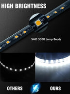 8 Pcs Car Led Light Strip IP67 Waterproof 11" Flexible Led Lights Underglow 12V for Car Motorcycle Boat Golf Cart Interior Exterior Decoration - White