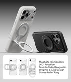 Aulumu G09 Magnetic Ring Grip | Omnidirectional Rotation | MagSafe Compatible | Aluminium Alloy Construction | Stable Dual-Sided Magnetic Attachment | Includes Handle Ring Phone Stand- Black