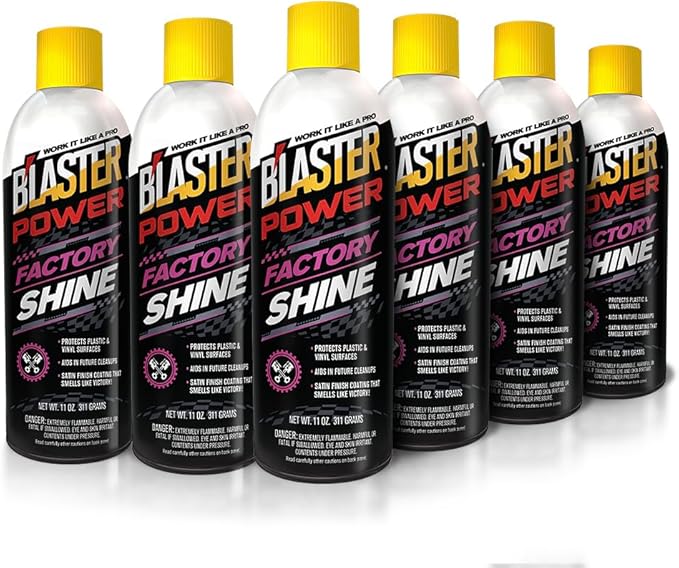 B’laster Plastic Restorer for Cars – Power Factory Shine Spray – Car Detailing Supplies That Restore and Protect Interior Plastics and Vinyl with Satin Finish and UV Protection – 11oz