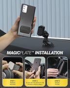 Scosche Extra Strength Suction Cup Phone Mount, Magnetic Dashboard/Windshield Mount Cell Phone Holder for Car with 360° Rotation, StickGrip Base & Thick Metal Plate for iPhone and Android, Not MagSafe