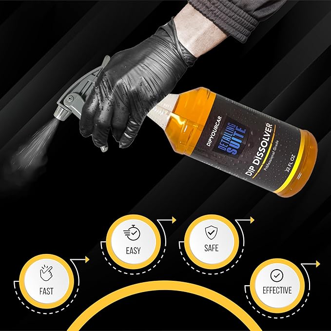 DipYourCar.com Plasti Dip Dissolver - Finish Remover, Striper, and Cleaner for Plastic Dip Painted Cars - Liquifies and Removes Dip to Thin to Peel (32 oz Spray Bottle)