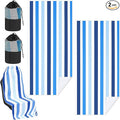 Hahafelt 2 Pack Car Seat Towel Covers with Storage Bag, 63 x 32 Inch Universal Non Slip Waterproof Sweat Protector for Car Truck, Gym Swimming Running, Machine Washable (Blue Vertical Stripes)
