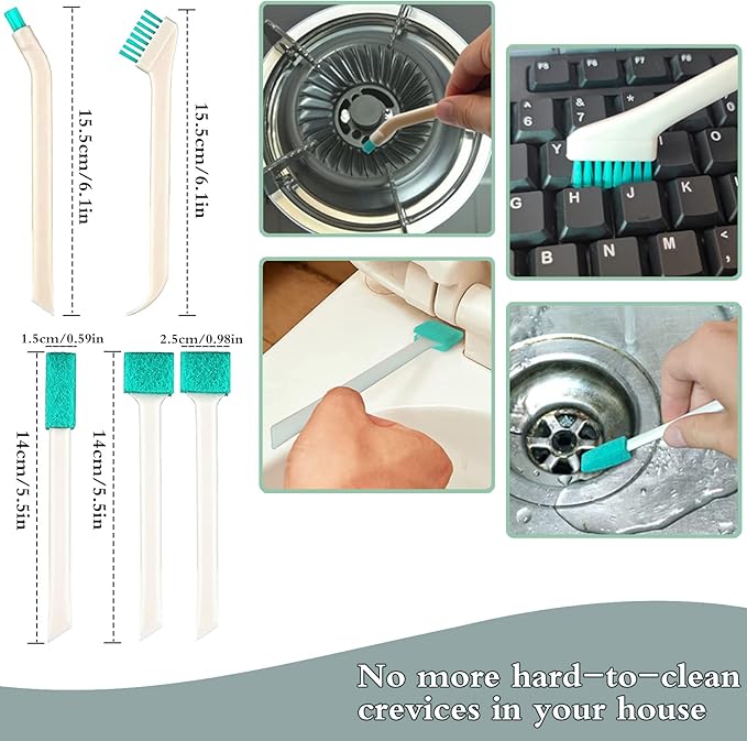 Small Household Cleaning Brushes by ELEMGULY,18 Pcs Crevice Brush for Hole, Gap, Corner, Space, Micro Crevice Scrub Cleaner Tool for Bottle, Keyboard, Window, Door Track