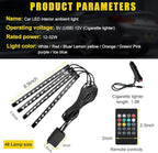 povtii Car Led Interior Lights, RBG 48 LED Multicolor Music Auto Interior Strip Light with Remote Control, Waterproof Lighting Lamp Kit Under Dash with Charger, Car Accessories (Cigarette Lighter)