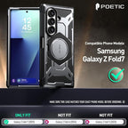 Poetic Spartan for Samsung Galaxy Z Fold 7 Case, [Hinge Protection][Magnetic Ring Adjustable Stand][Built-in Screen Protector][Compatible with MagSafe] Full-Body Rugged Phone Case, Metallic Gun Metal
