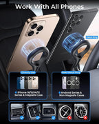 MRGLAS for MagSafe Car Mount [ 2025 Upgraded 40 Strong Magnets] [360° Rotation] Air Vent Magnetic Phone Holder [Double Metal Hook] Car Phone Holder Mount Compatible iPhone 17 16 15 Pro Max Plus S25 24