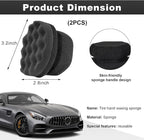 Wevdn 2PCS Tire Shine Applicator, Durable & Reusable Hex Grip Tire Dressing Sponge Foam Detailing Pad, Washable Round Shape Wheel Tire Shine Car Cleaning Sponge, Car Accessories (Black-Small)