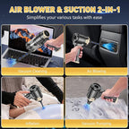 KMM Handheld Car Vacuum Cleaner, 16000PA Air Duster & Vacuum Cleaner, 120W High Power Hand Held Vacuum Cordless, Portable Vacuum Rechargeable with Multi-Nozzles & LED Light for Car, Home, Pet, Office