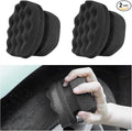 Wevdn 2PCS Tire Shine Applicator, Durable & Reusable Hex Grip Tire Dressing Sponge Foam Detailing Pad, Washable Round Shape Wheel Tire Shine Car Cleaning Sponge, Car Accessories (Black-Small)