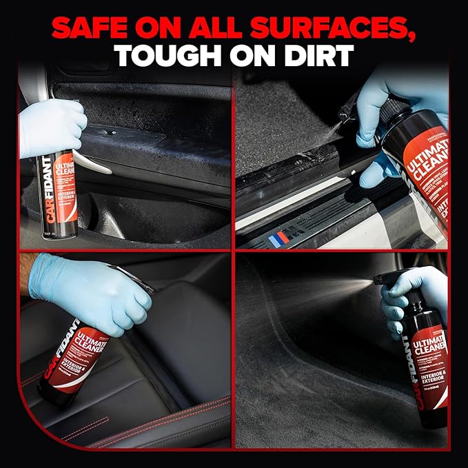 Carfidant Interior Cleaner – Removes Stains & Deep Cleans Car Seats, Leather, Fabric, Upholstery, Plastic, Dashboard & More – Car Cleaning Kit & Interior Detailer Spray – 128oz