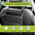 1Pack Car Seat Back Organizer, PU Leather Hanging Organizer, Multipurpose Storage Bag for Small Items, Waterproof Easy To Clean Car Accessories, for Car SUV Truck (Black)