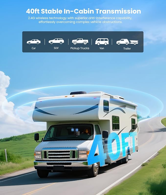 AUTO-VOX Solar Wireless Backup Camera:3 Mins DIY Installation & Upgraded 5" HD 1080P Anti-Glare Monitor, Reliable Signal for a Clear View, IP69K Waterproof Back up Camera for Car, Van, SUV, Truck