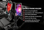 Double Phone Holder for Car Cup Holder – Extra Long and Flexible Neck, 360° Rotatable Cradle Car Phone Mount - Adjustable Cell Cup Holder, Universal Size Fits 2 iPhone, Samsung, GPS