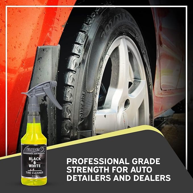 LANE'S Black and White Tire Cleaner- Tire Cleaner, Cleaning Tire Spray, Strong Tire Cleaner - Formulated Cleaning Strength, Restores Rubber to Black, Fast Acting Tire Cleaner- 32 OZ