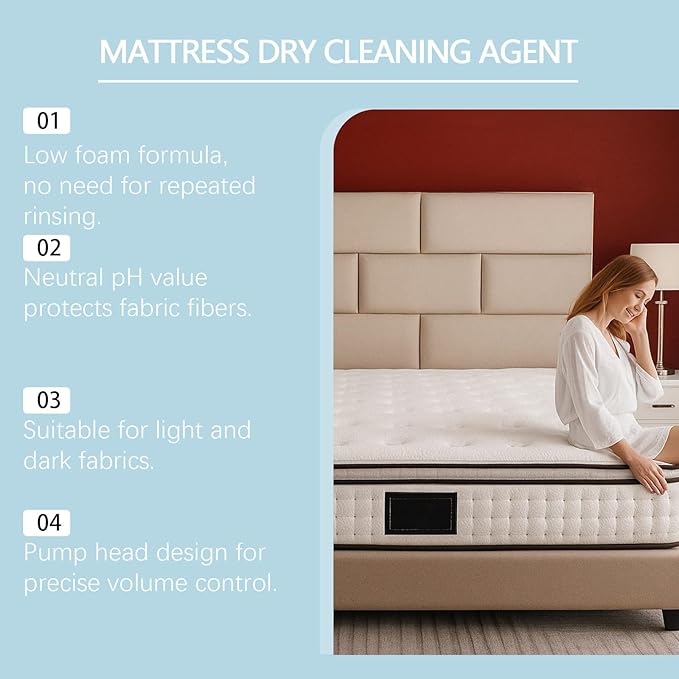 Mattress Cleaner and Stain Remover, Powerful Mattress Dry Cleaning Foam, No-Scrub Gentle Cleaner Spray for Bed, Couch, Carpet & Upholstery, Car Seat& Rugs (1)