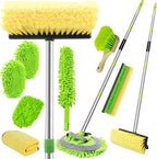 62" Car Wash Brush with Long Handle, Chenille Microfiber Car Wash Mop Mitt, Wheel Brush, Windshield Window Squeegee, Microfiber Towel, Gloves, Car Cleaning Brush Kit Supplies for Car,Truck,SUV,RV,Boat
