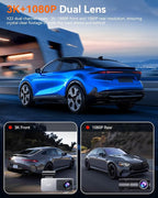 Dash Cam Front and Rear, 4K Front Dash Cam, 3K+1080P Dual Dash Camera for Cars, Built-in WiFi, Car Dashcams with Night Vision, Free 64GB Card, 24H Parking Mode, App Control, Silvery