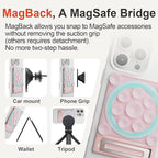 SEMBO Silicone Suction Phone Case Adhesive Sticky Grip Stand with Mag-Back for MagSafe Car/Wall Mounts, Strong Magnetic Holder for Fridge, Gym Equipment, Shower, Hands-Free Selfie (Pink, Adhesive)