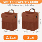 Vankor Car Trash Can, Brown, 2.2 Gallons Capacity, Waterproof, Polyester Material, Adjustable Strap, Hanging Design, Leakproof Lining, 100% PEVA Thickness