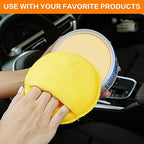 FONAROLL Microfiber Wax Applicator Pads, Car Wax Applicator with Finger Pocket, Buffing & Detail Polishing Foam Pads for Car Cleaning and Fine Polishing (5 inch, 6 Pack) (Yellow)