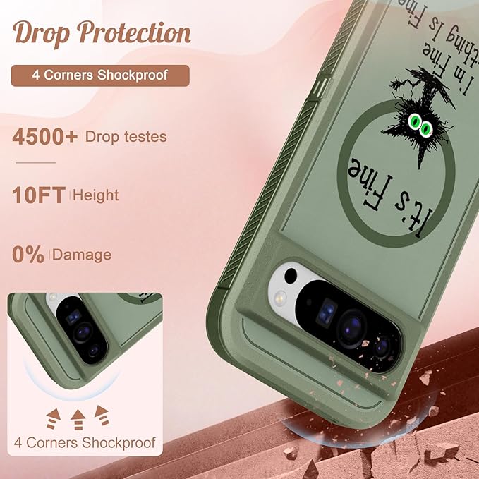 for Google Pixel 9 Pro XL Case - Compatible with MagSafe Women Girls Cute Magnetic Protective Cover Cool Cat Kawaii Girly Design Heavy Duty Shockproof Phone Case for Pixel 9 Pro XL 6.8"