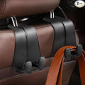 CoBak Extra Wide Car Seat Back Hooks, Premium Stitched Leather Headrest Hangers with Wide Slot Structure, Universal for Any-Width Purses, Handbags, Bags (2 Pack), Carbon Fiber Black