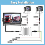 9 Inch DVR Car Monitor Dual Backup Camera Kit HD 1080P Night Vision IP69 Waterproof Rear View Cam 2 Split Screen Back Up Camera Kit for Car/Truck/Trailer/RV/Pickup 12-35V with 32G SD Card