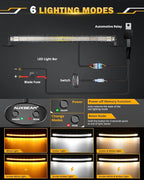 Auxbeam 50 Inch Curved LED Light Bar, 288W 6 Modes Amber White Strobe Fog Lights, Spot Flood Combo Memory Reset Function Offroad Driving Work Ditch Light for Truck Car ATV