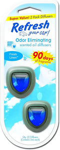 Car Air Freshener, Odor Eliminator, Set of 2 Mini Car Oil Diffusers, Fresh Linen Scent, Refresh Your Car