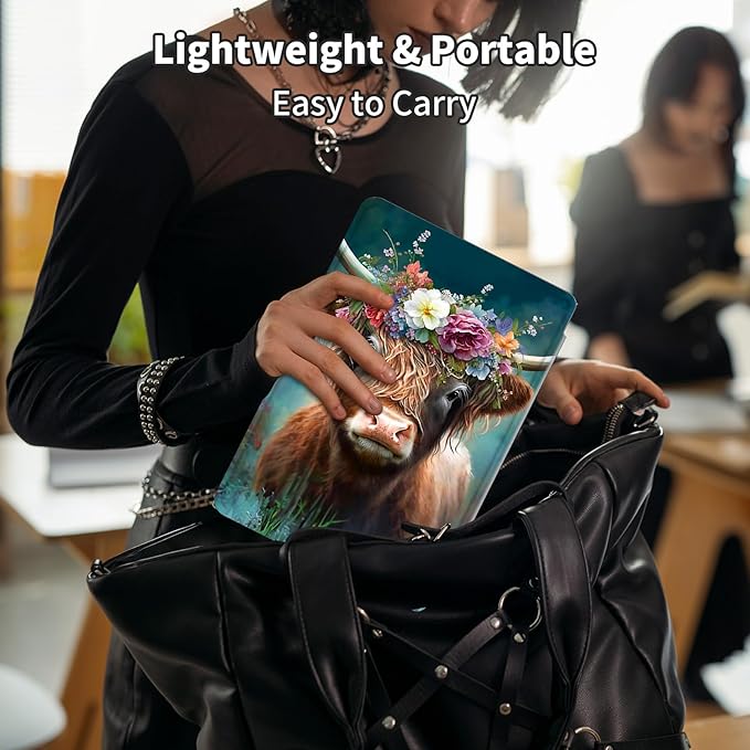 Case for Kindle Scribe,360 Degree Rotating Swivel PU Leather Stand Flip Folio Cover with Auto Wake/Sleep for Amazon Kindle Scribe Cover 10.2 Inch (2024/2022 Release),Cute Highland Cow