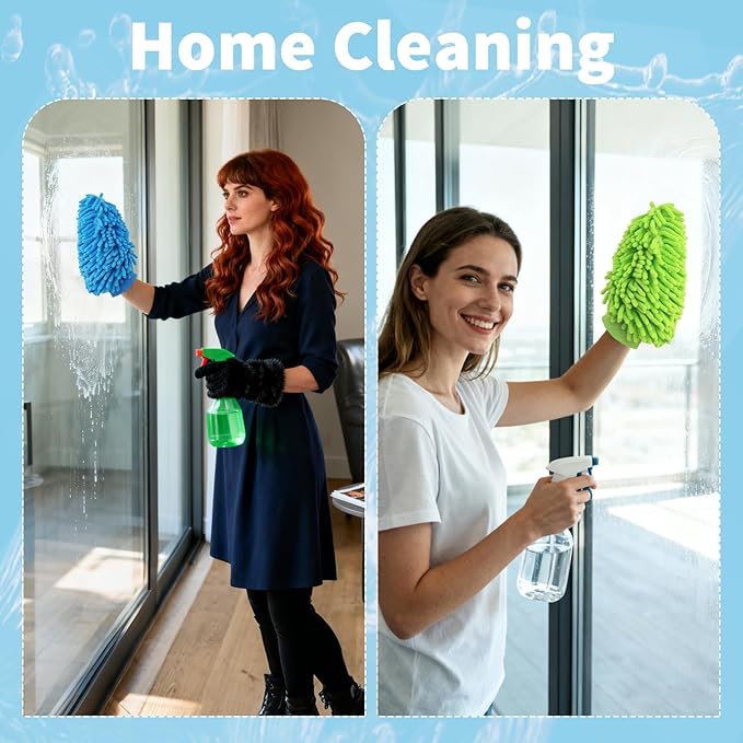 20 Pcs Car Wash Mitt 8.3 x 10.2 Inch Bright Colors Cleaning Drying Mitts Chenille Microfiber Double Sided Glove for Auto Detailing