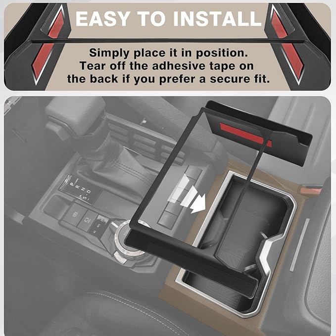 Muslogy Center Console Organizer Hanging Storage Box Compatible with 2024 2025 2026 Toyota Tacoma & 2025+ 4Runner Accessories Console Left & Right Phone Pocket Gear Shift Side Organizer