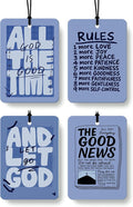 Retro Blue Christian Car Air Freshener 4 Pcs, Neutral Bible Verses Hanging Air Freshener for Cars Bathroom Dorm Books Decor, Vintage Religious Accessories Gifts for Women Men