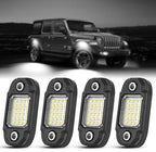 4 Pods White Rock Lights 24 LEDs Chips Waterproof Neon Trail Rig Lamp Underglow Light for Car Truck Motorcycle SUV ATV UTV (White)