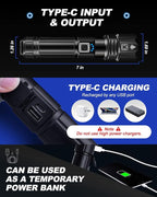 Victoper Rechargeable Flashlight, High Lumens Super Bright Flashlights, 5 Modes XHP 70.2 Waterproof High Powered LED Tactical Flash Light, Handheld Flashlight for Emergency, Camping, Hiking