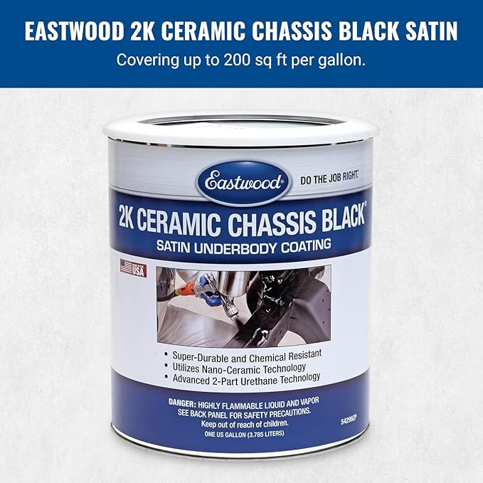 Eastwood 2K Ceramic Chassis Satin Under Coating Paint | Quality Chemical Resistant Nano Technology Black Undercoat Paint for Vehicles | Requires Slow/Medium Activator | 1 Gallon