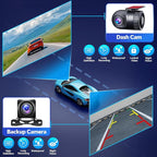 SJoyBring QLED Double Din Car Stereo with Dash Cam & Backup Camera, Wireless Apple CarPlay & Android Auto, Bluetooth, 4.2-Ch 2 Subwoofers Outputs, 7 inch Touchscreen, MirrorLink, FM/AM Radio