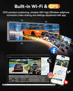 Rear View Mirror Camera,4 Channel Mirror Dash Cam Front and Rear Inside,12" Touch Screen Dash Cam, Backup Camera for Car, 7/24 Parking Monitor,Included Free 128GB SD Card