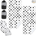 Hahafelt 2 Pack Car Seat Towel Covers with Storage Bag, 63 x 32 Inch Universal Non Slip Waterproof Sweat Protector for Car Truck, Gym Swimming Running, Machine Washable (Black and Gray Dots)