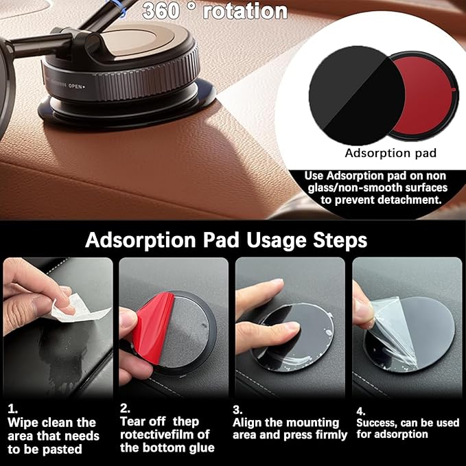 Magnetic Phone Holder for Car, Magsafe Car Mount with Nano Gel Suction Cup for Dashboard & Windshield, Compatible with iPhone 12/13/14/15/16/17 Series(Black)