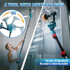 Cordless Telescoping Power Drill&Cleaning Tools with 1-Max 20V Battery and 2.0A Charger.2-in-1 Cordless Pole Drill and Cleaning Brush with 10Pcs Drill Bits and 7Pcs Drill Brush(Jovant)