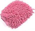 uxcell Fuchsia Microfiber Chenille Wash Mitt Car Window Washing Cleaning Glove Duster