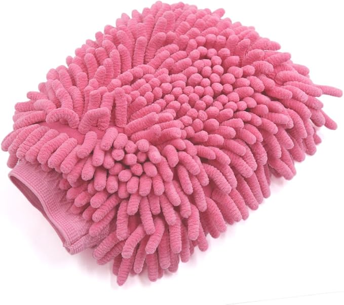 uxcell Fuchsia Microfiber Chenille Wash Mitt Car Window Washing Cleaning Glove Duster